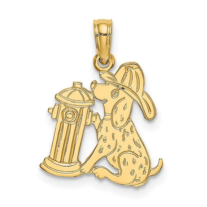 14K Gelbgold Feuer Hydrant und Hund Charm