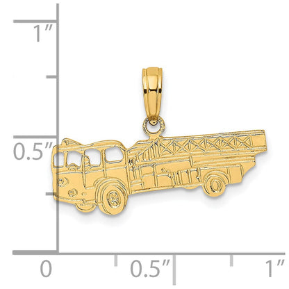 14K Gelbgold Feuer Truck Charm