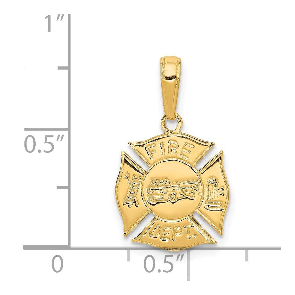 14K Gelbgold Feuer Dept Shield Anhänger