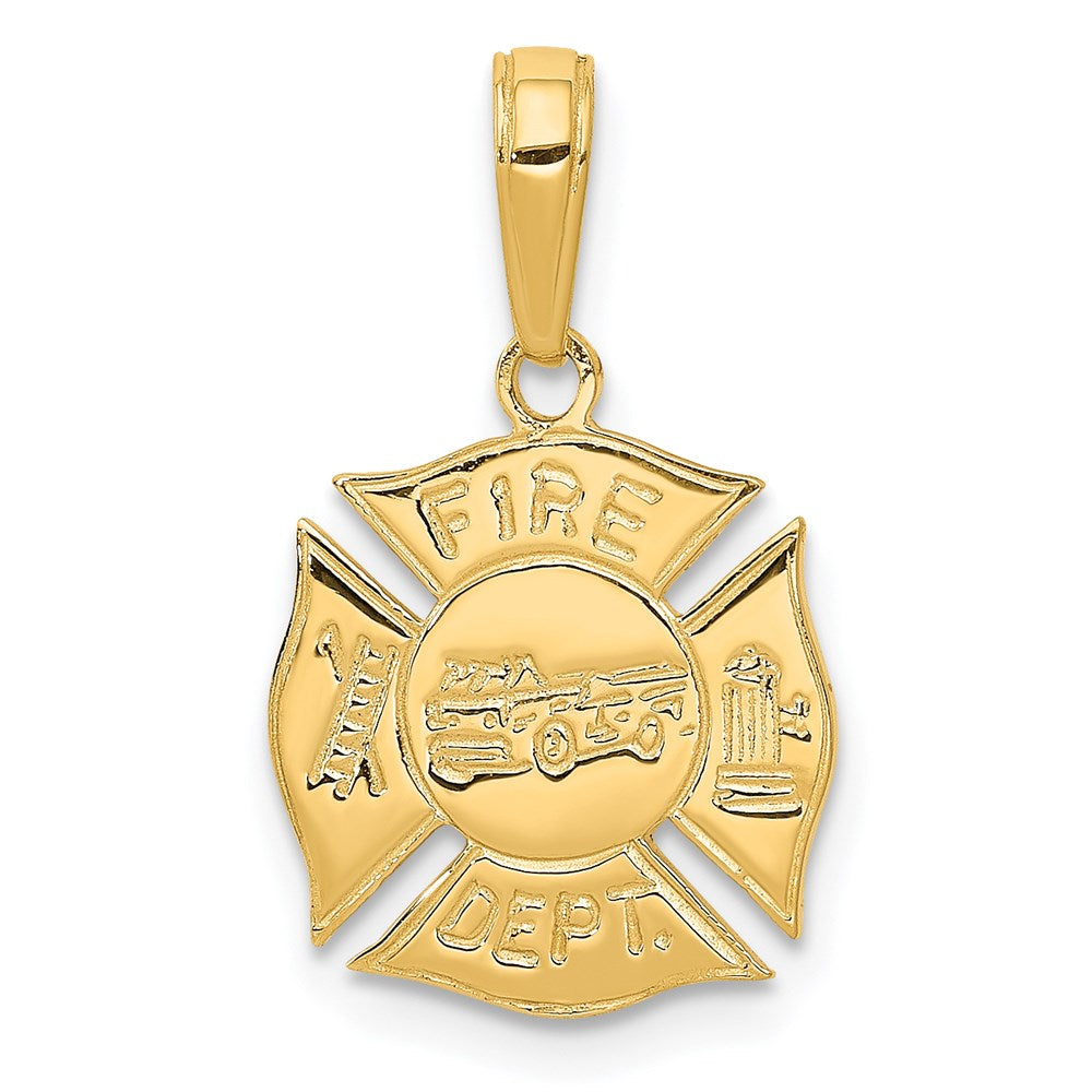 14K Gelbgold Feuer Dept Shield Anhänger
