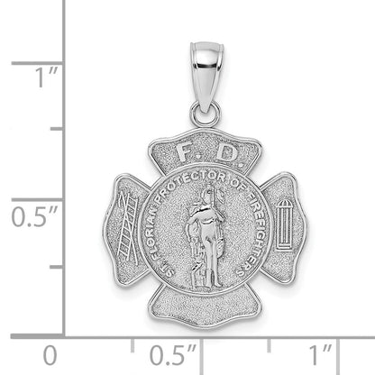 14K Weißgold Feuerwehr FD St. Florian Abzeichen-Anhänger