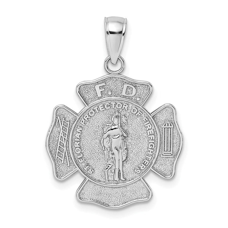 14K Weißgold Feuerwehr FD St. Florian Abzeichen-Anhänger