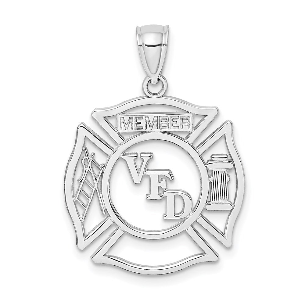 14K Weißgold VFD-Mitglieds-Schild-Charm