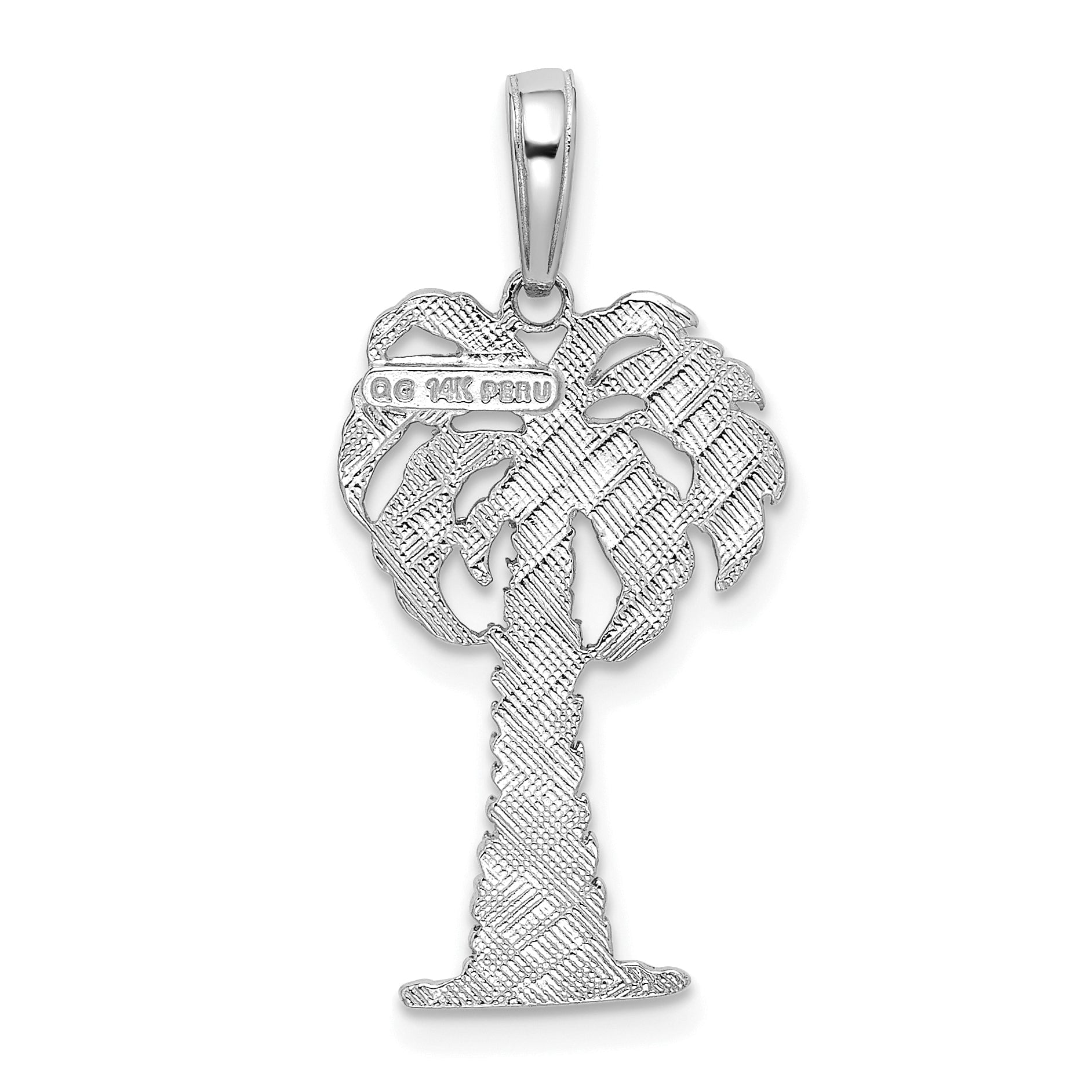 14K Weißgold Palme Baum Anhänger