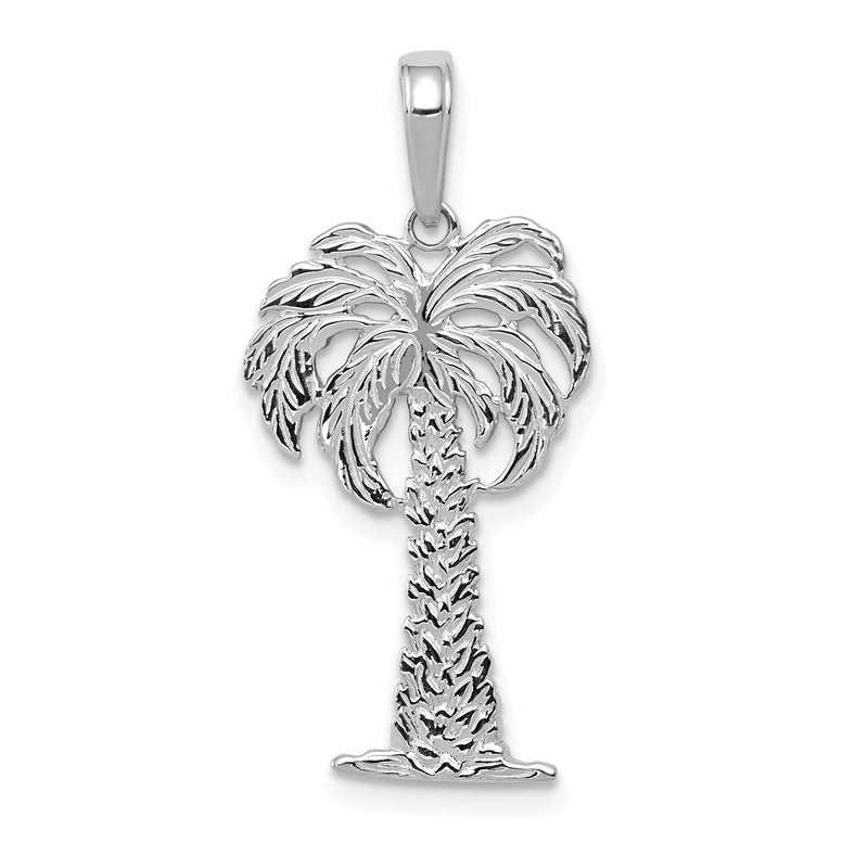 14K Weißgold Palme Baum Anhänger