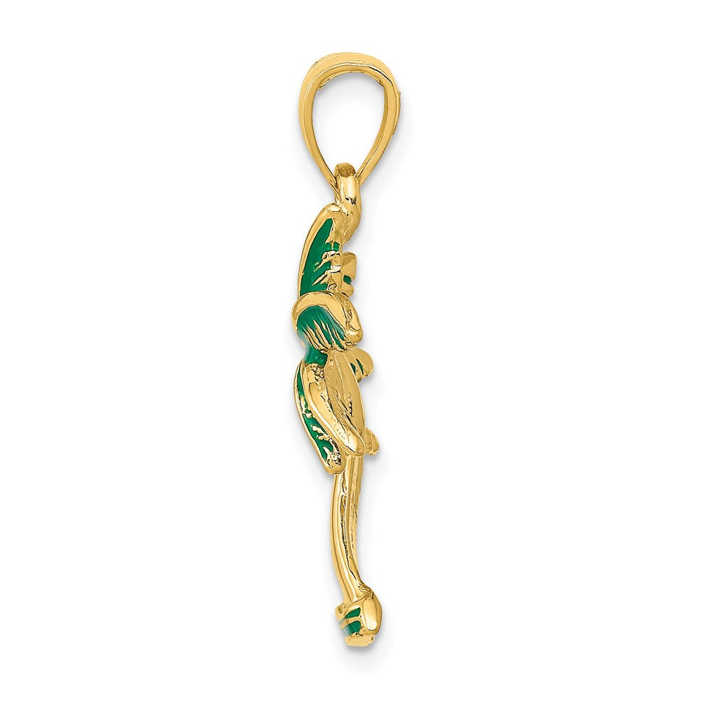 14K Gelbgold Palmenbaum-Anhänger, emailliert
