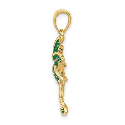 14K Gelbgold Palmenbaum-Anhänger, emailliert