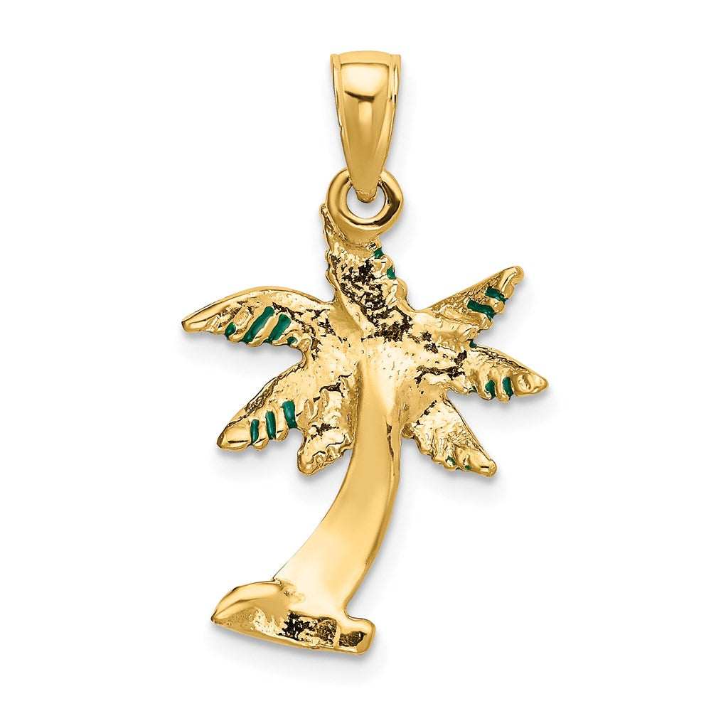 14K Gelbgold Palmenbaum-Anhänger, emailliert