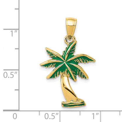 14K Gelbgold Palmenbaum-Anhänger, emailliert
