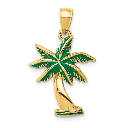 14K Gelbgold Palmenbaum-Anhänger, emailliert