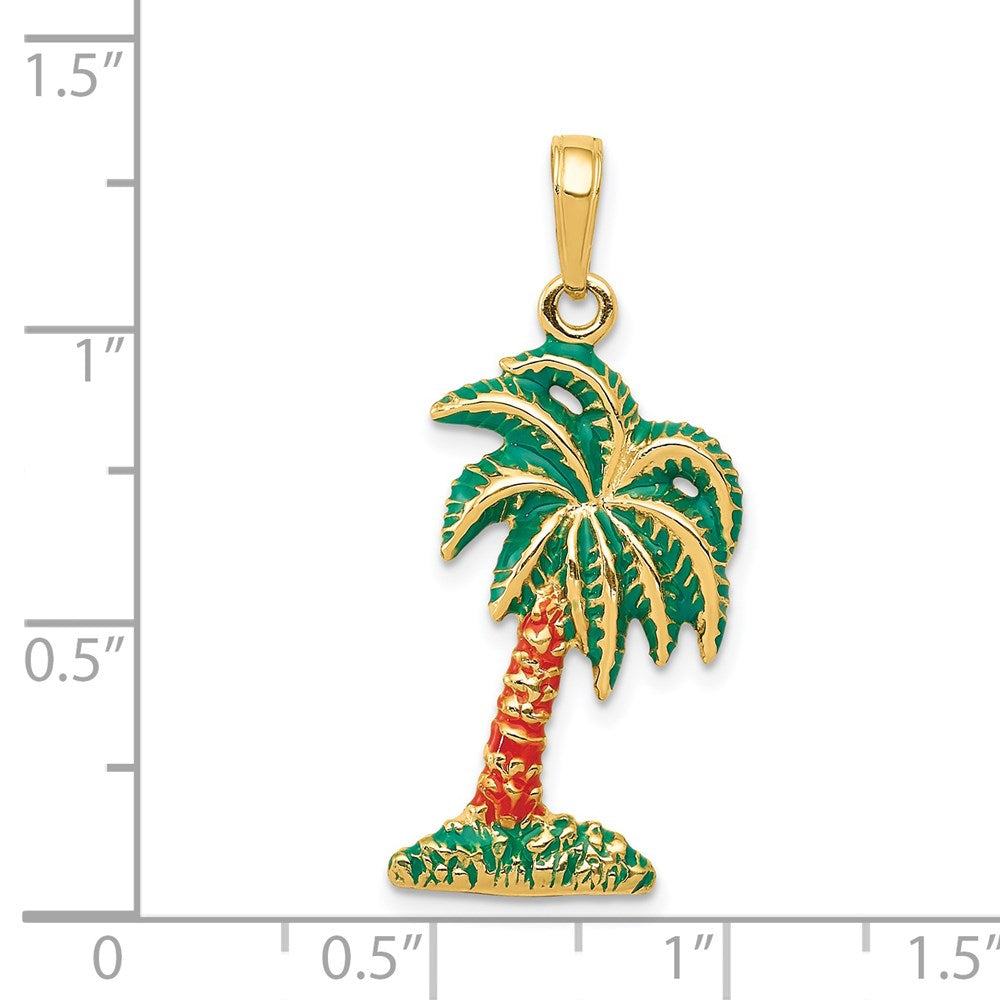 14K Gelbgold Palmenanhänger emailliert