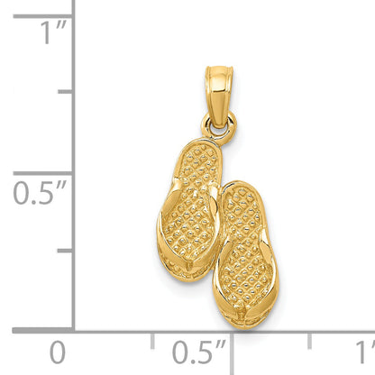 14K Gelbgold 3d Flip Flops Anhänger