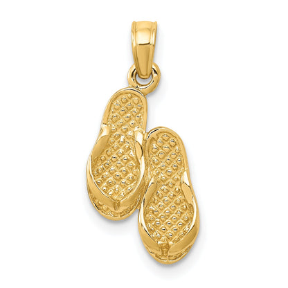 14K Gelbgold 3d Flip Flops Anhänger