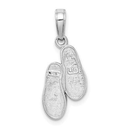 14K Weißgold 3d Flip Flops Anhänger