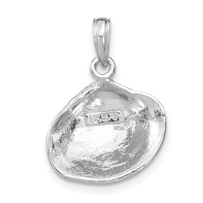14K Weißgold Medaillon-Anhänger in Form einer Muschel, mittelgroß