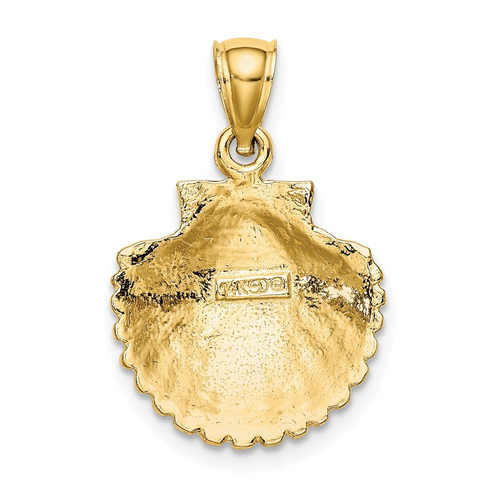 14K Gelbgold Muschel-Anhänger mit Wellenrand