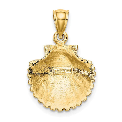 14K Gelbgold Muschel-Anhänger mit Wellenrand