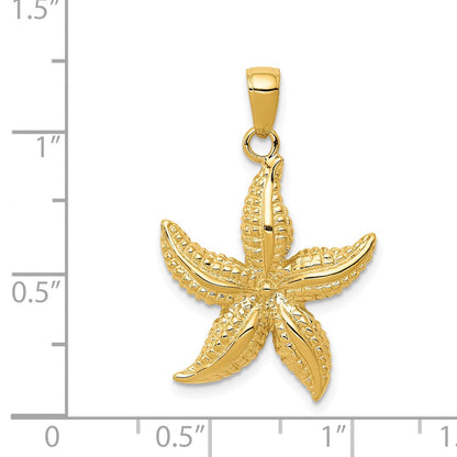 14K Gelbgold Seestern-Anhänger mit strukturierter Oberfläche