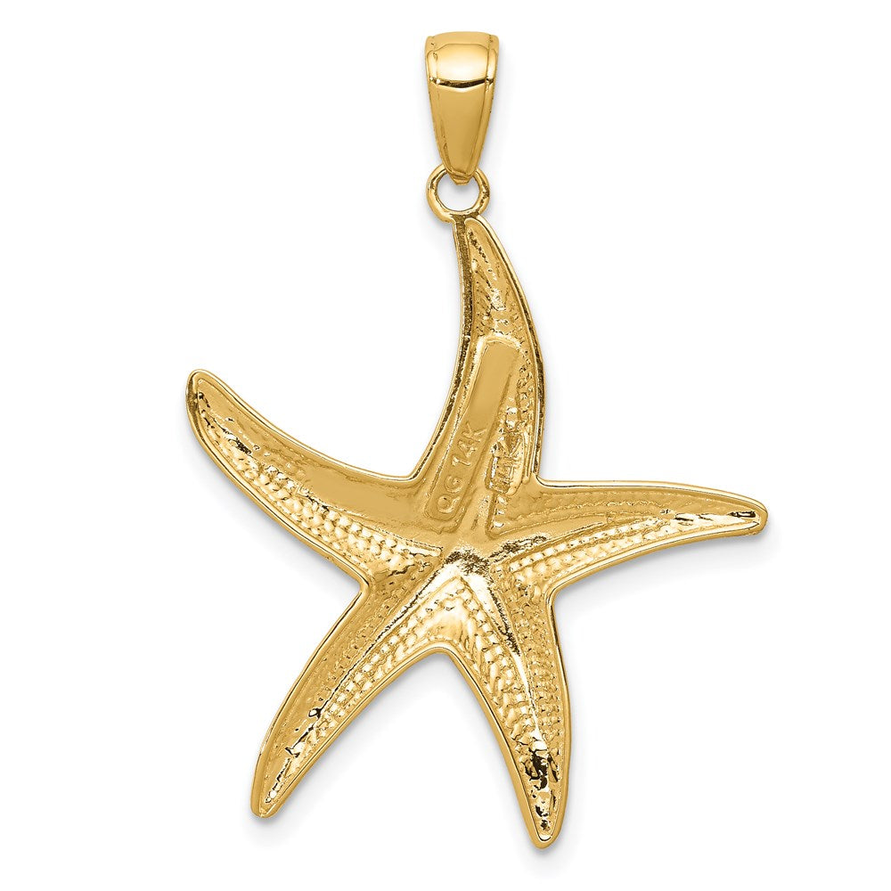 14K Gelbgold Diamantgeschliffener Seestern-Anhänger