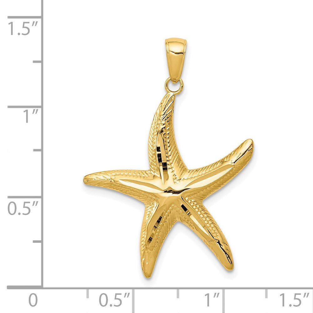14K Gelbgold Diamantgeschliffener Seestern-Anhänger
