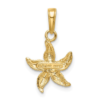 14K Gelb & Rhodium mit Weiß Seestern Anhänger