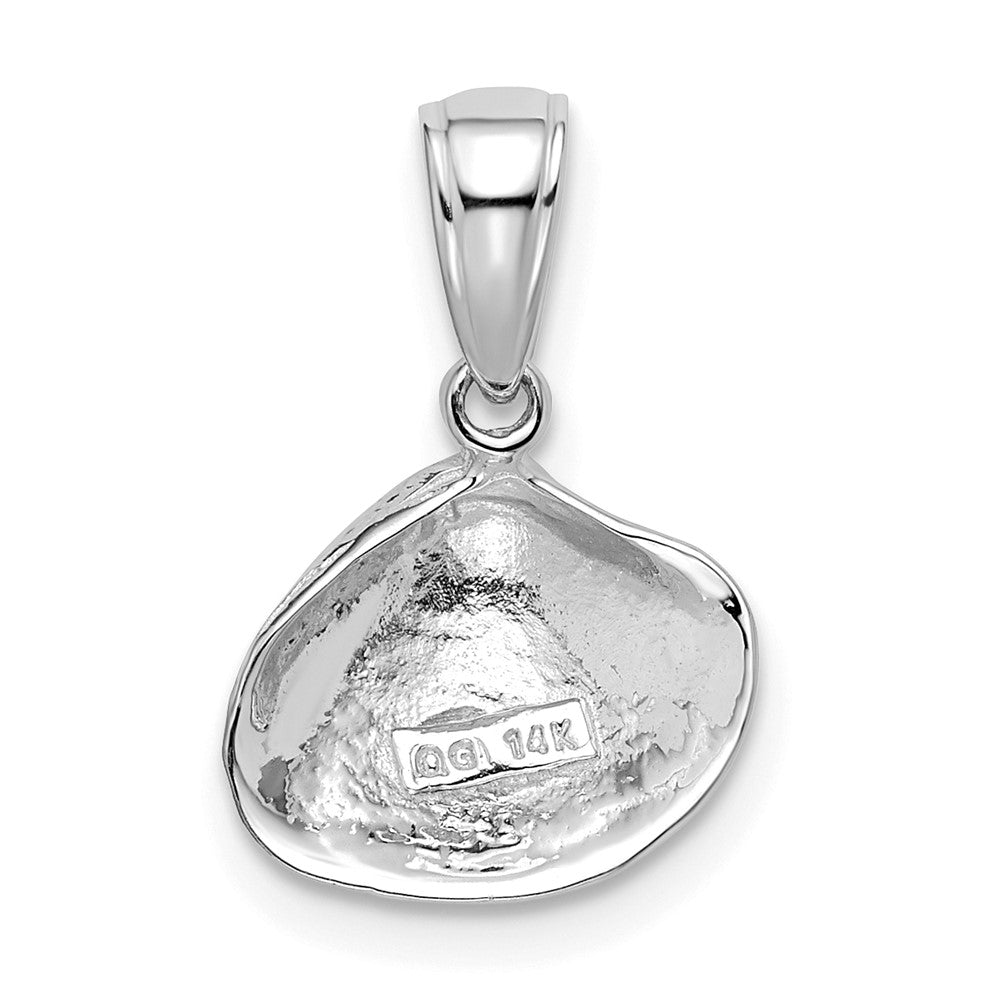 14K Weißgold Klein Clam Muschel Anhänger