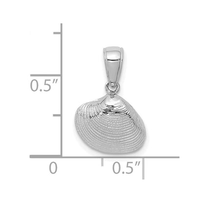 14K Weißgold Klein Clam Muschel Anhänger