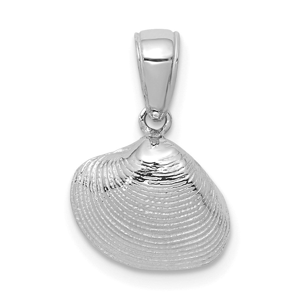 14K Weißgold Klein Clam Muschel Anhänger