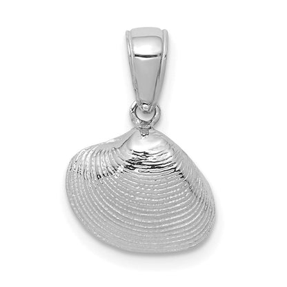 14K Weißgold Klein Clam Muschel Anhänger
