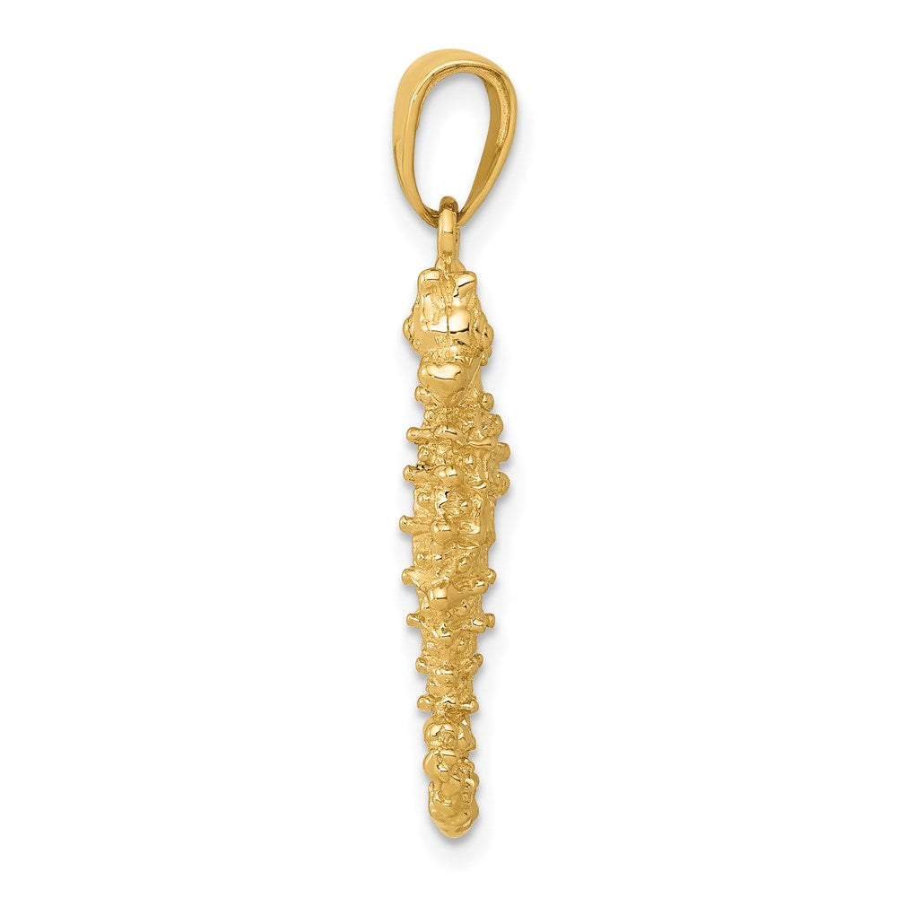 14K Gelbgold 3D-Seepferdchen-Anhänger
