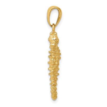 14K Gelbgold 3D-Seepferdchen-Anhänger