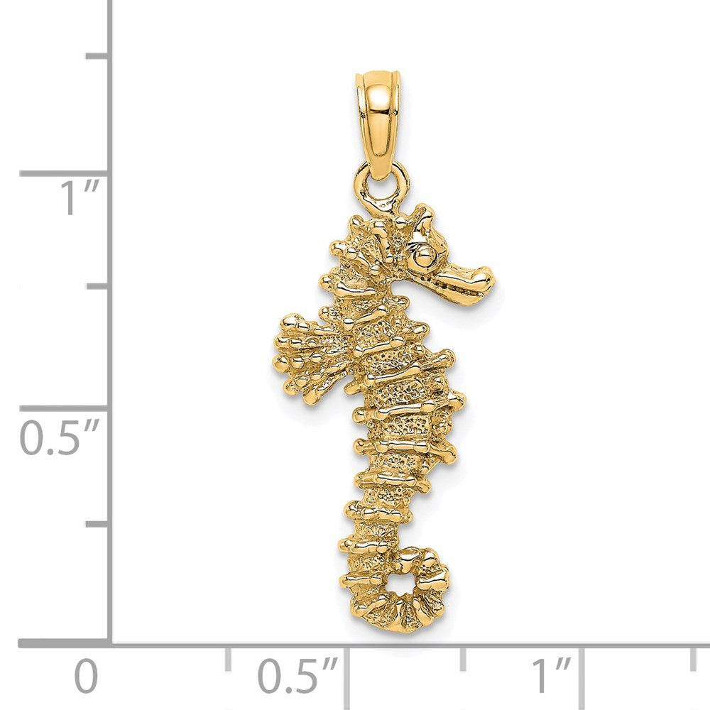 14K Gelbgold 3D-Seepferdchen-Anhänger