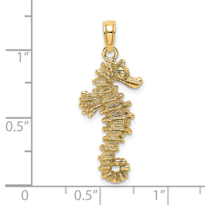 14K Gelbgold 3D-Seepferdchen-Anhänger