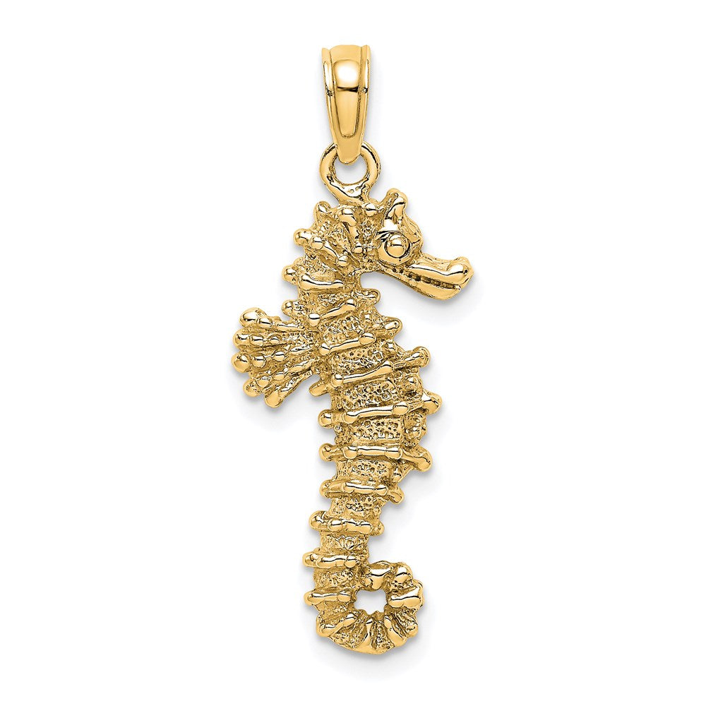 14K Gelbgold 3D-Seepferdchen-Anhänger