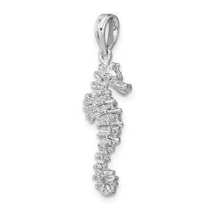 14 Karat Weißgold 3-D-Seepferdchen-Charm