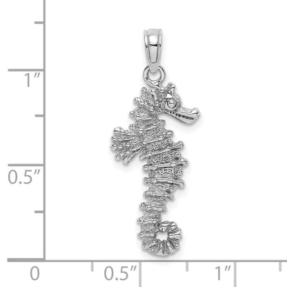 14 Karat Weißgold 3-D-Seepferdchen-Charm