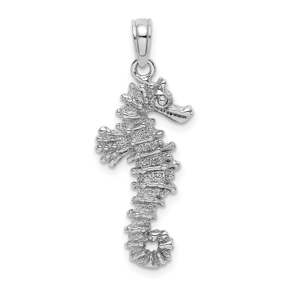 14 Karat Weißgold 3-D-Seepferdchen-Charm