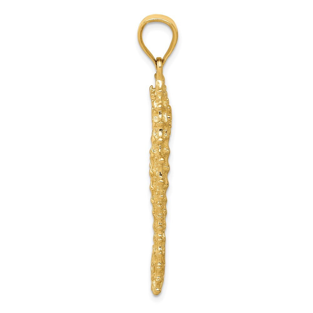14K Gelbgold 3D-Seepferdchen-Anhänger