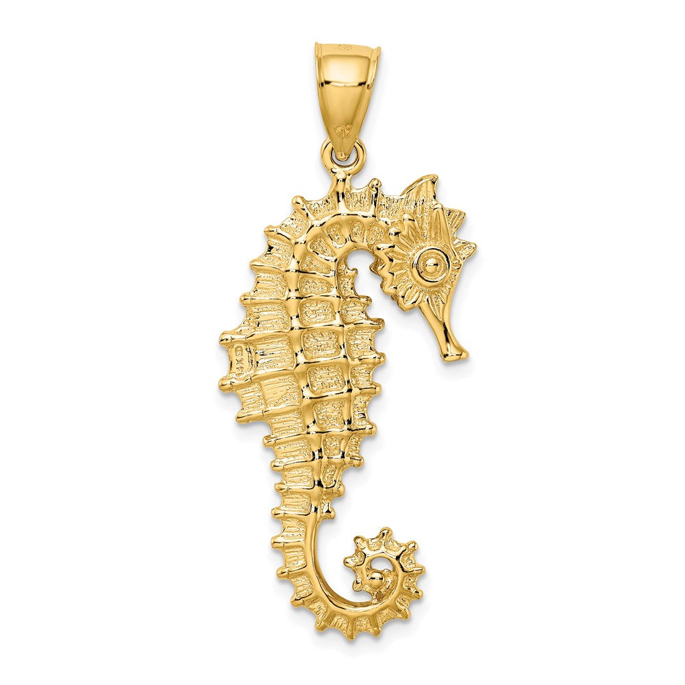 14K Gelbgold 3D-Seepferdchen-Anhänger