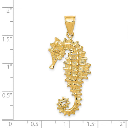 14K Gelbgold 3D-Seepferdchen-Anhänger
