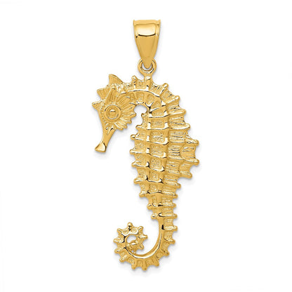 14K Gelbgold 3D-Seepferdchen-Anhänger