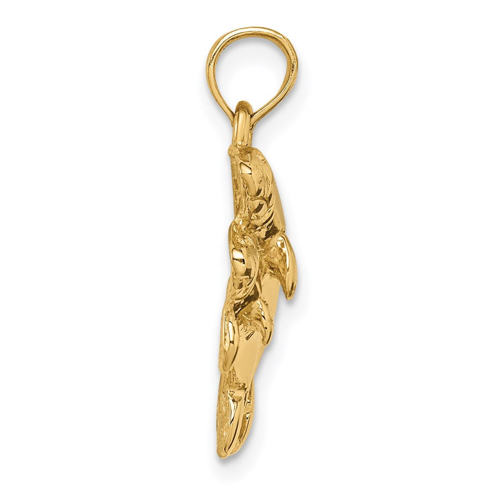 14K Gelbgold Polierter Doppel-Seekuh-Anhänger