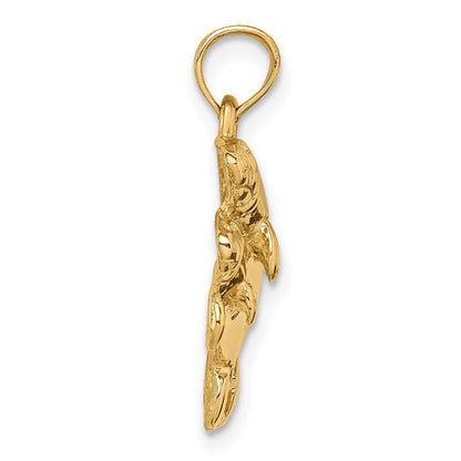 14K Gelbgold Polierter Doppel-Seekuh-Anhänger