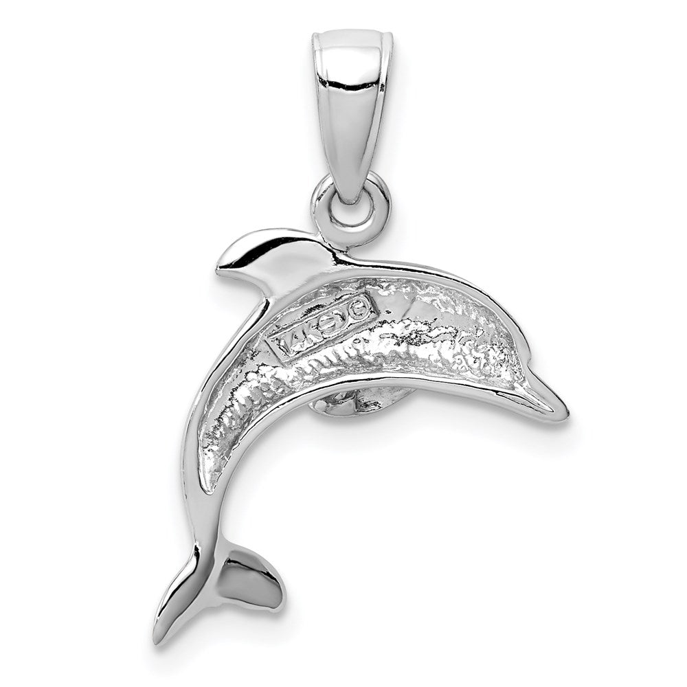 14K Weißgold Anhänger Springender Delfin