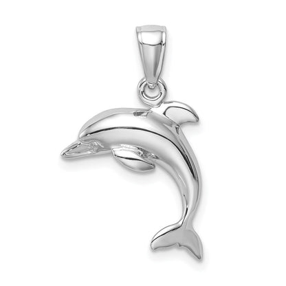 14K Weißgold Anhänger Springender Delfin