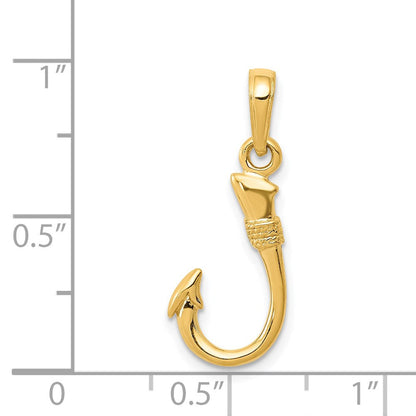 14K Gelbgold 3d Fisch Haken Anhänger