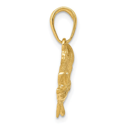 14K Gelbgold Barsch-Anhänger mit geöffnetem Maul
