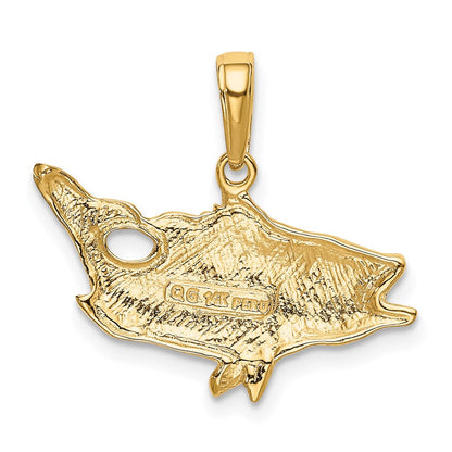 14K Gelbgold Barsch-Anhänger mit geöffnetem Maul