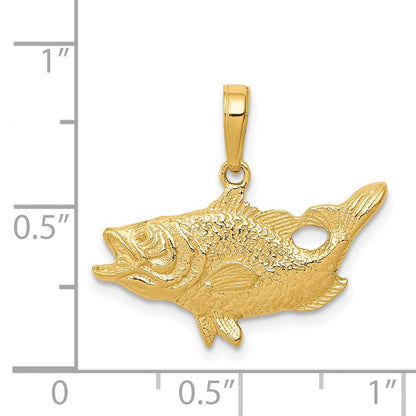 14K Gelbgold Barsch-Anhänger mit geöffnetem Maul