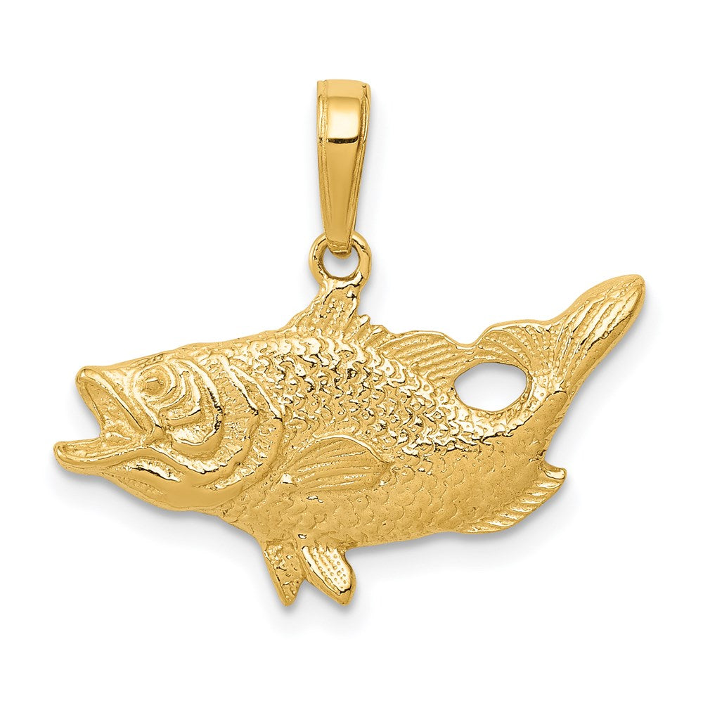 14K Gelbgold Barsch-Anhänger mit geöffnetem Maul
